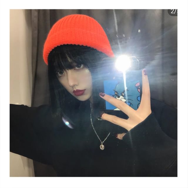 Panel Ribbed Beanie / Plain Knit