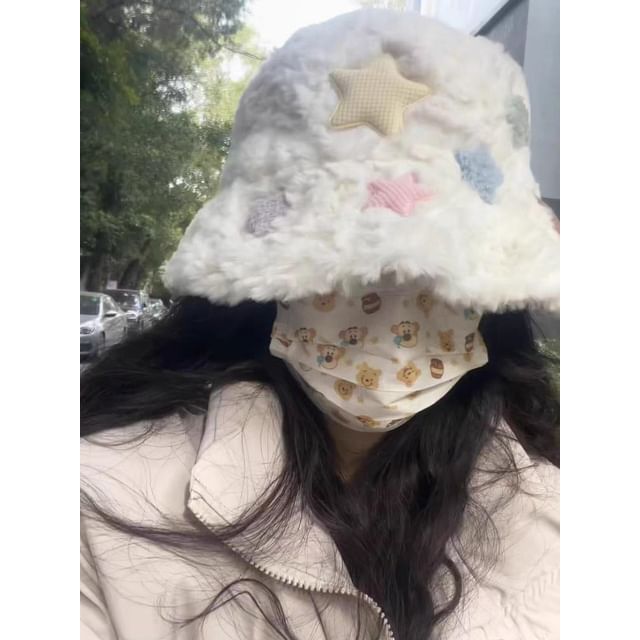 Star / Bucket Plain Hat Fur Faux