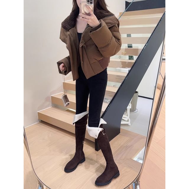 Platform Over-the-Knee Plain Boots Buckled