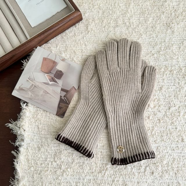 Knit Gloves Ribbed Cuff