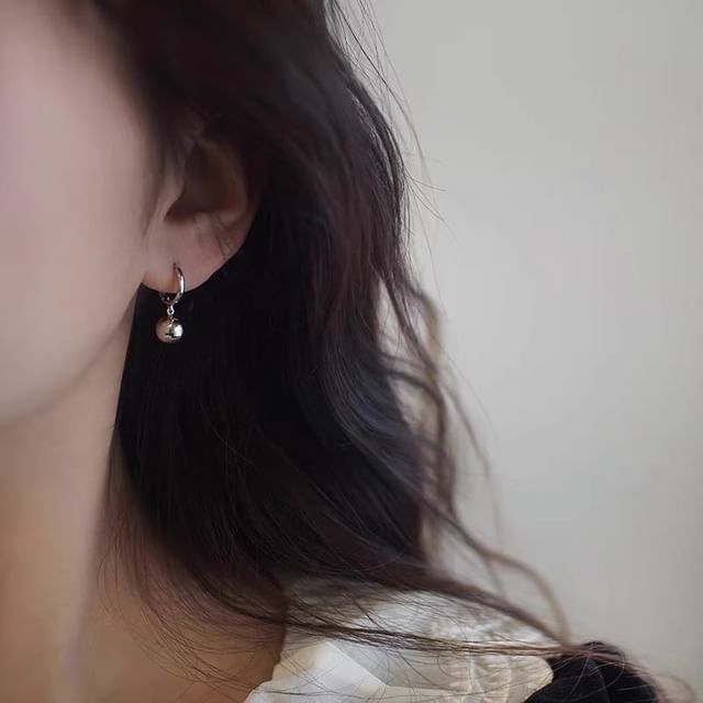 Sterling Drop Ball Earring 925 Silver Huggie