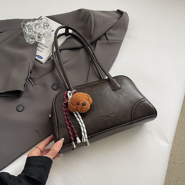 Bowler Leather Bag Faux Set Charm / Washed