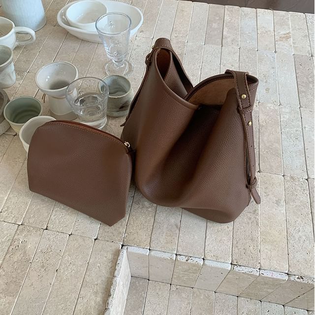 Faux Bag Crossbody Pouch With Leather