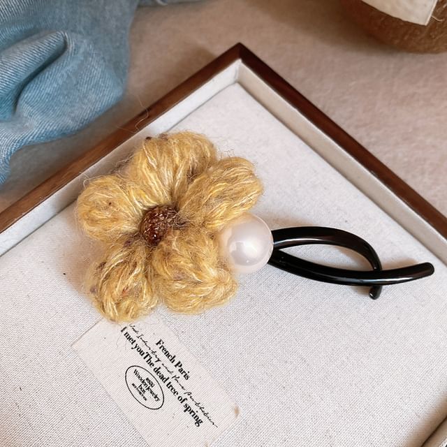 Pearl Hair Clip Faux Flower