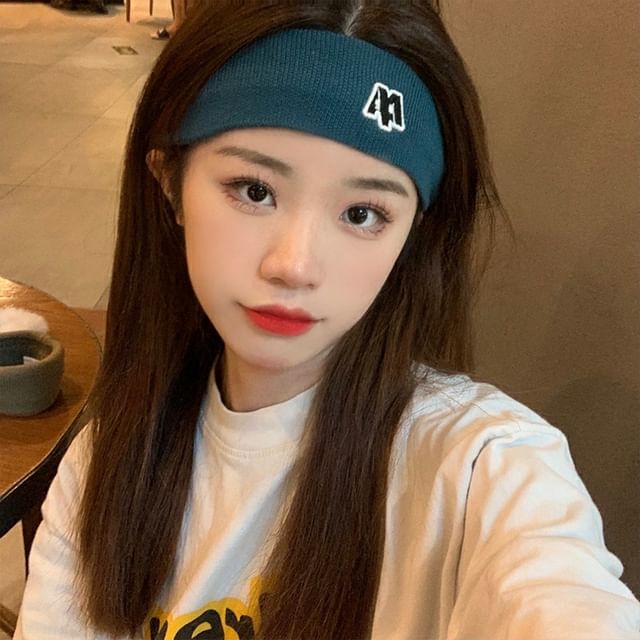 Knit Embroidered Lettering Headband