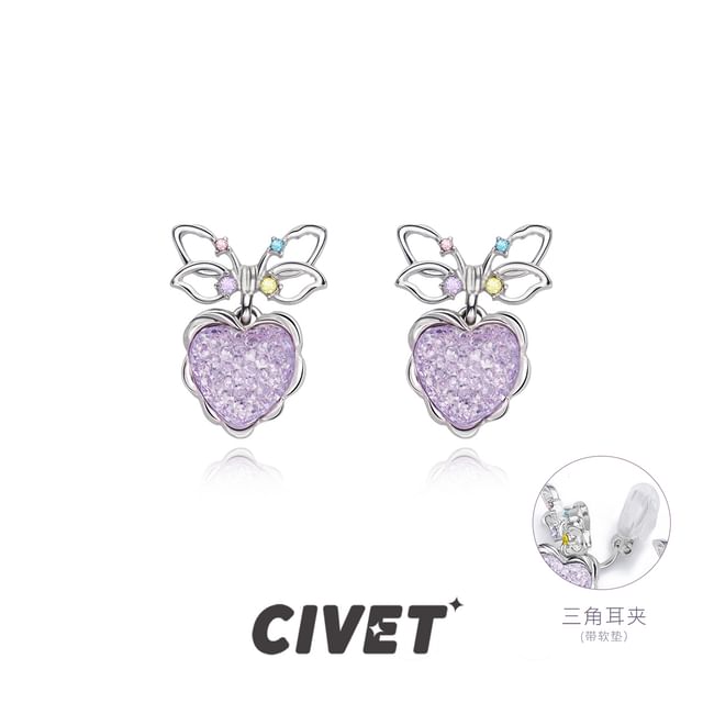 Drop Bow Earring Heart Alloy