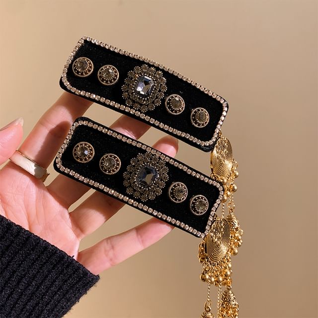 Clip Rhinestone Set Beaded Hair /