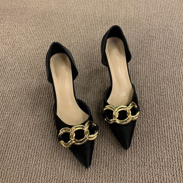 D'Orsay Stiletto Chained Pumps Toe Pointed
