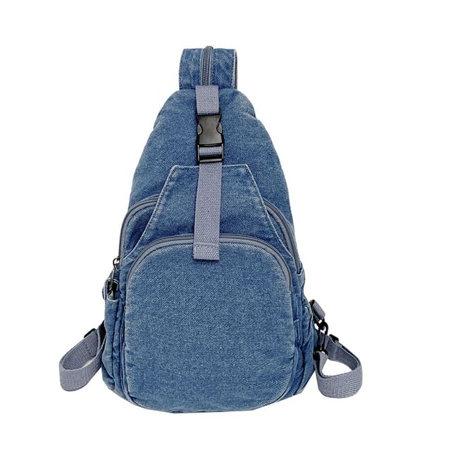 Buckle Denim Sling Bag