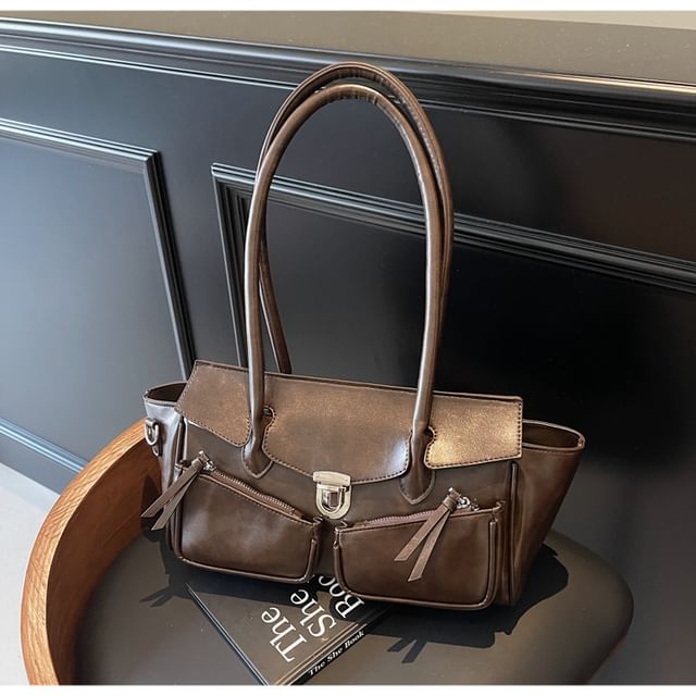 Bag Tote Leather Multi-Pocket Faux