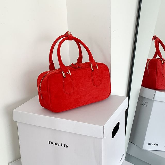 Crossbody Bag Faux Handle Suede Top