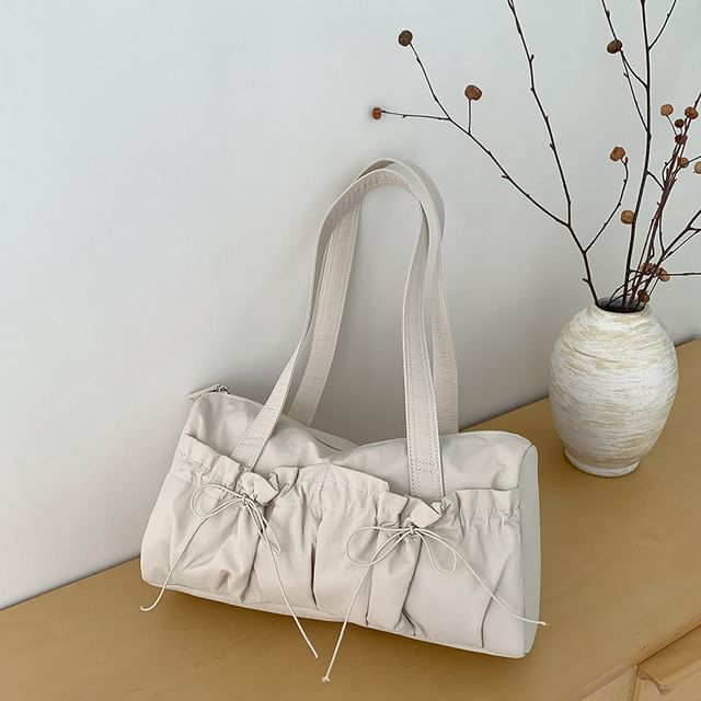 Bow Nylon Tote Plain Bag