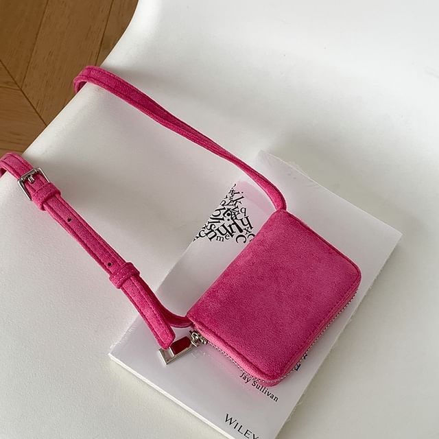 Faux Plain Crossbody Bag Suede