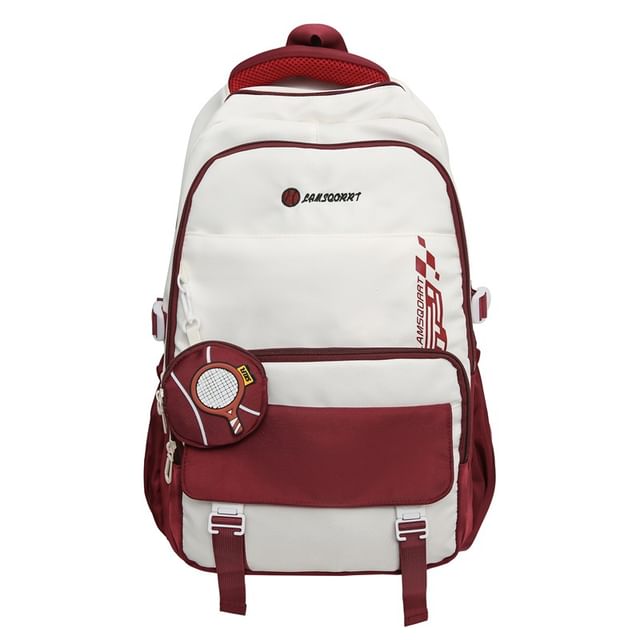 Nylon Backpack Set: Lettering Coin + Buckled Purse