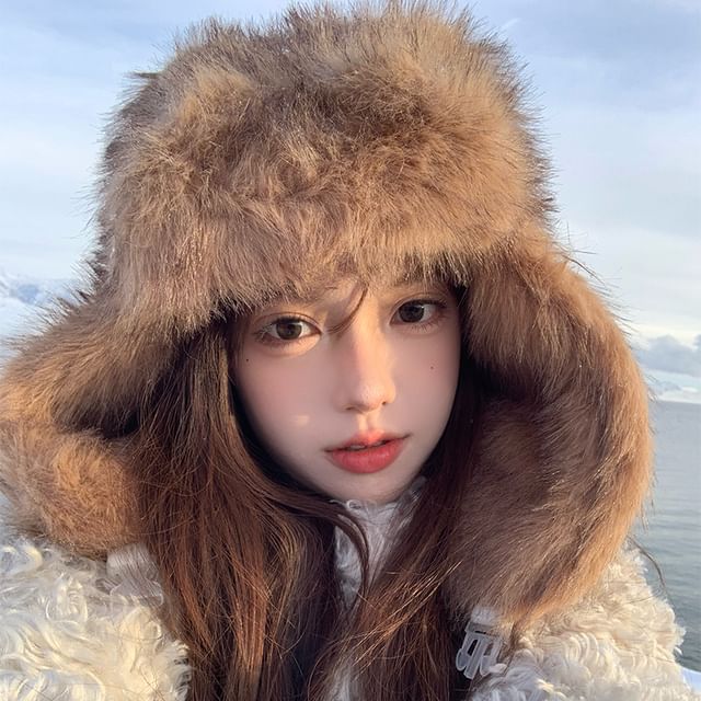 Fluffy Trapper Plain Hat