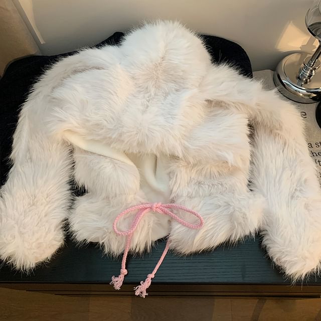 Hat Rabbit Ear Trapper Pom