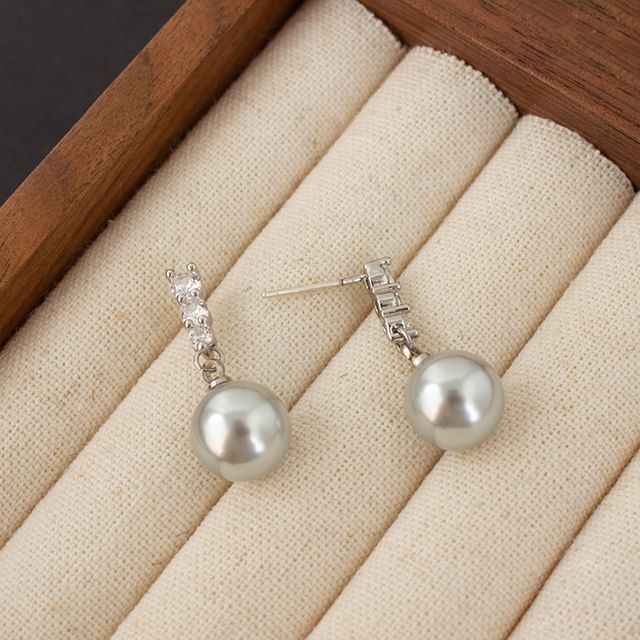 Rhinestone Faux Pearl Dangle Alloy Earring