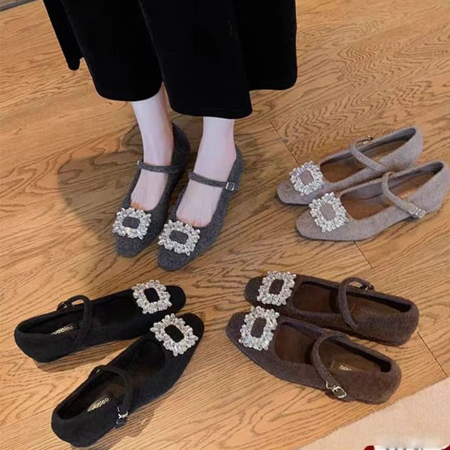 Rhinestone Jane Mary Chunky Heel Accent Pumps