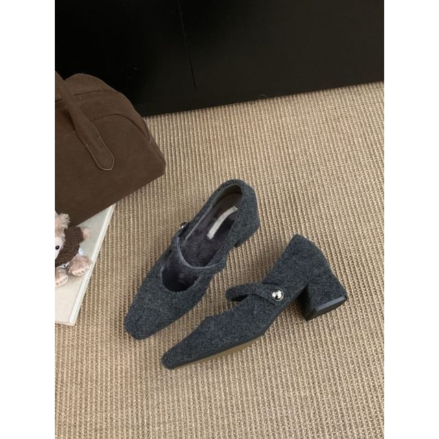 Square Jane Mary Heel Toe Pumps Block