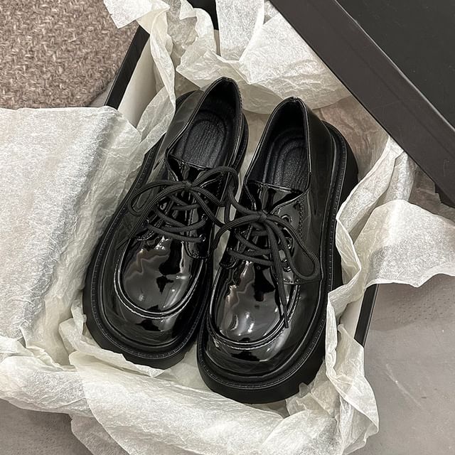 Lace-Up Heel Shoes Chunky Platform