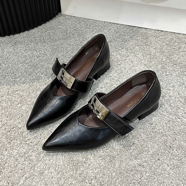 Jane Heel Chunky Shoes Mary Buckled Pointy