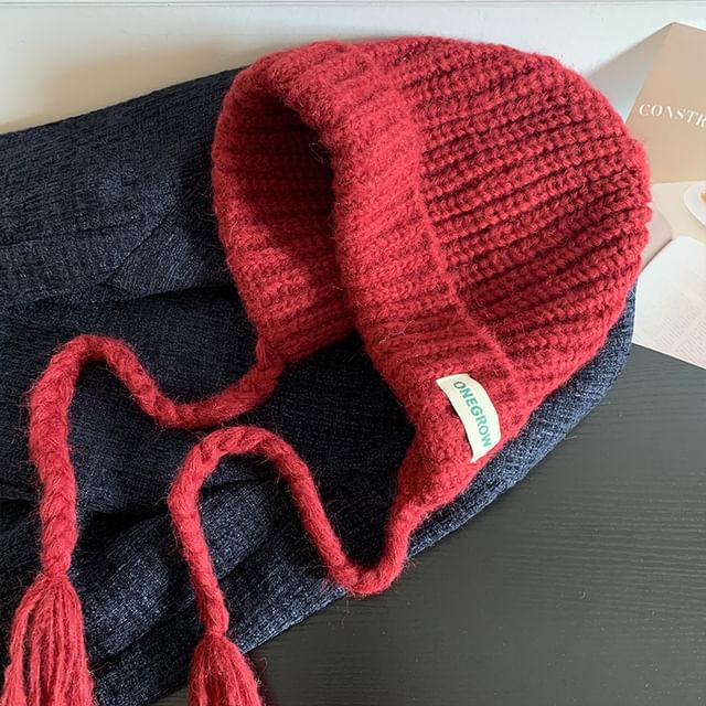 Hat Plain Knit Bonnet