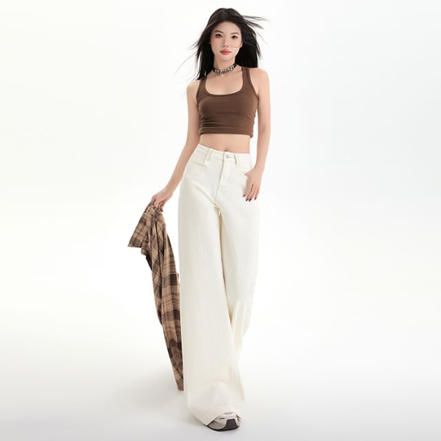 Leg Jeans (Various Wide Designs) Rise Washed High