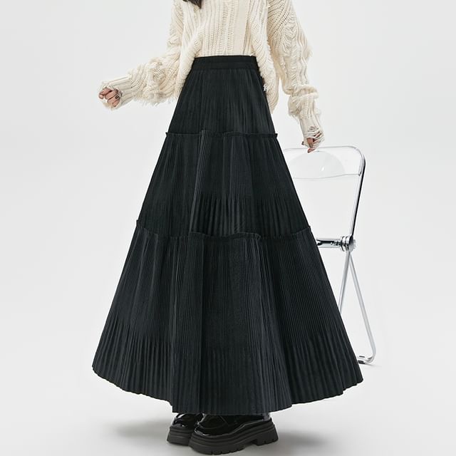 High Midi Velvet Skirt Rise A-Line