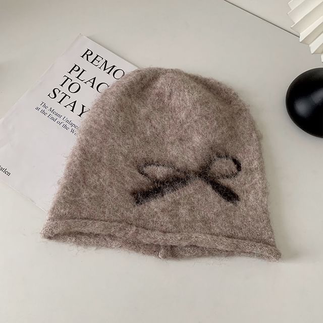 Knit Bow Beanie Print