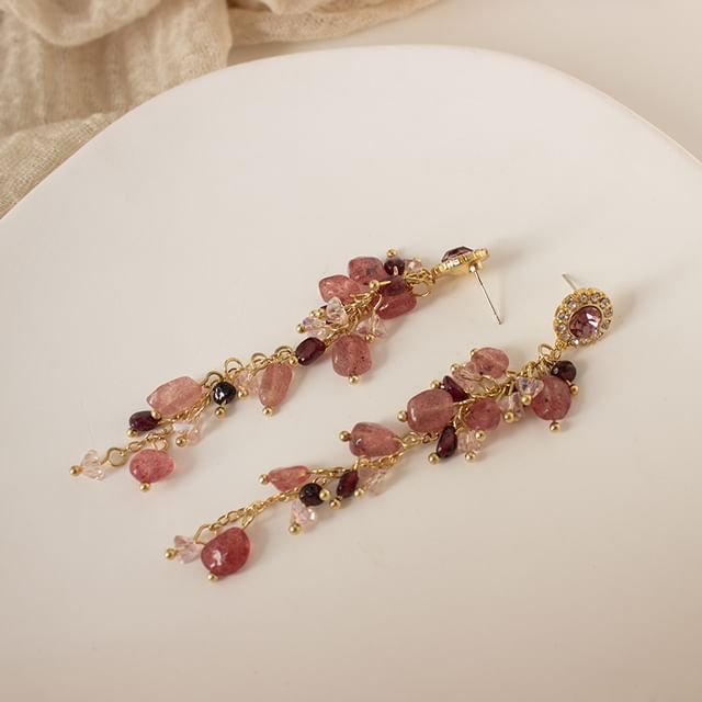 On Drop Beaded Earring Clip Rhinestone /