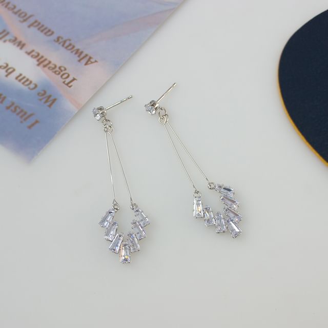 Clip On Earring Drop Geometric Rhinestone /