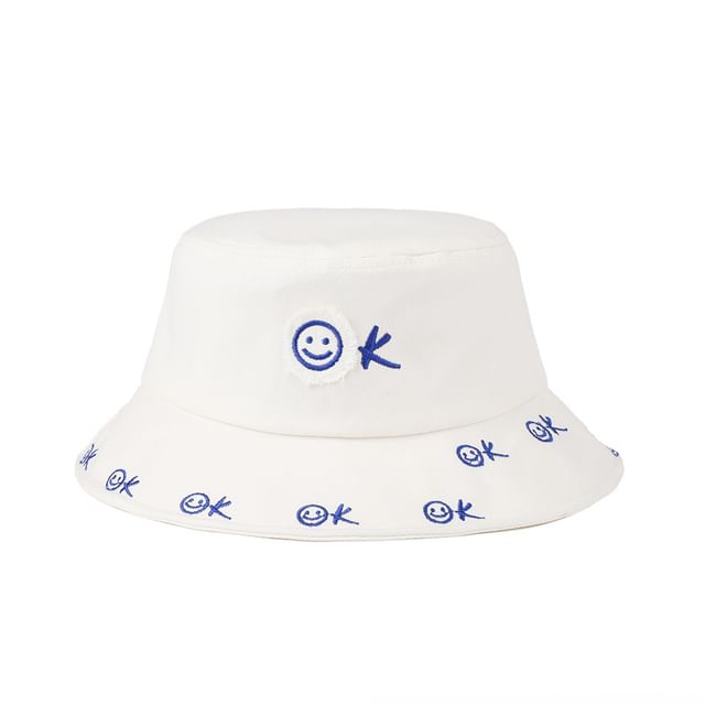 Face Hat Embroidered Bucket Smiley