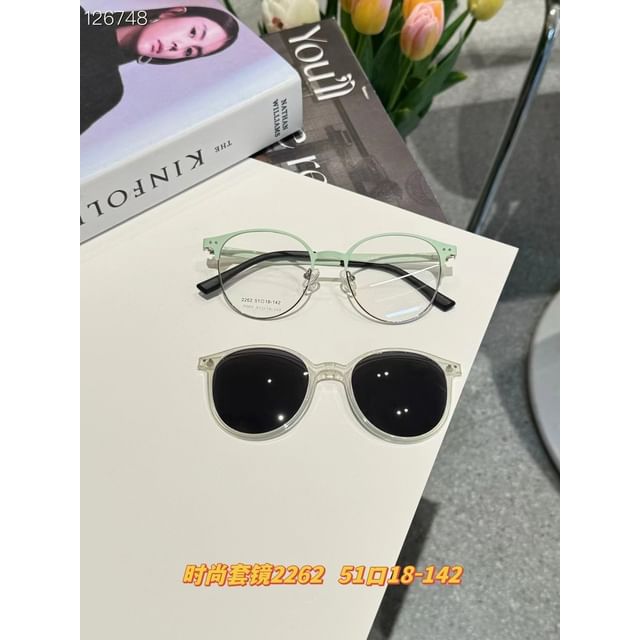 Glasses With Clip On Sunglasses Round Metal