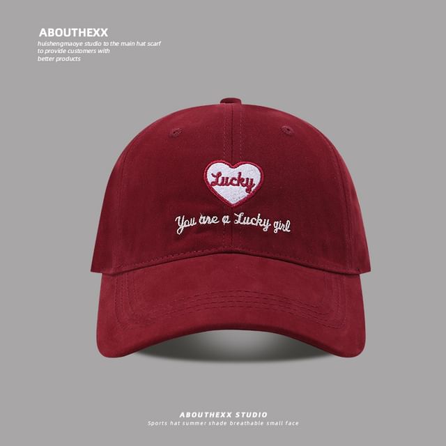 Lettering Cap Embroidered Heart Baseball
