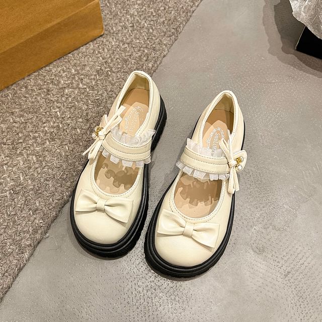 Platform Shoes Jane Mary Frill Bow