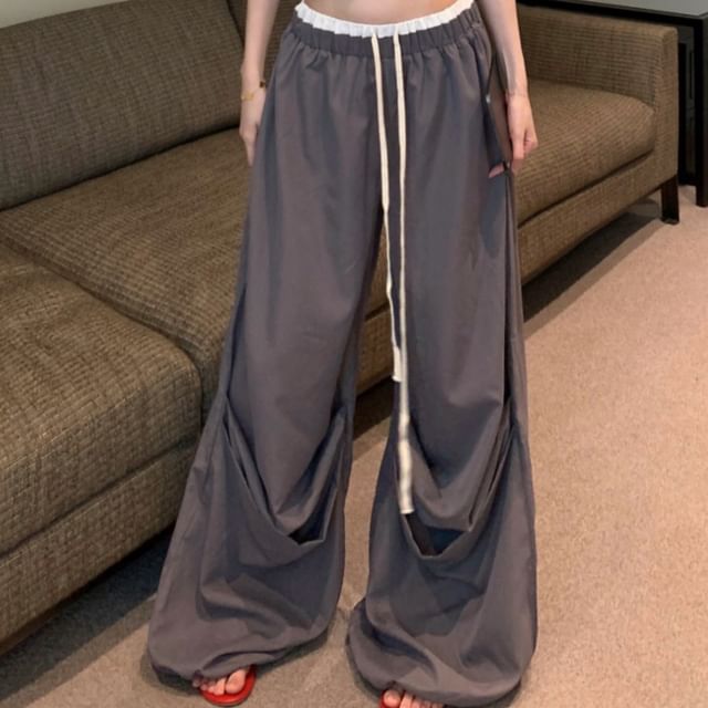 Camisole Leg Trim Crop Wide Waist Drawstring Lettering Pants / Print Top Contrast