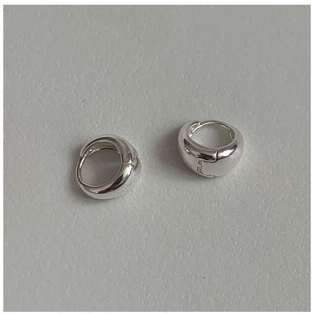 Earring Silver Sterling Glossy Hoop 925