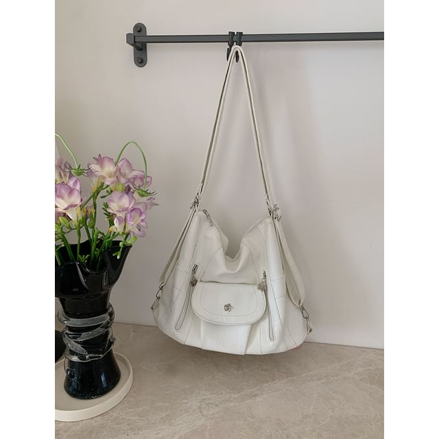 Shoulder Bag Plain Leather Faux