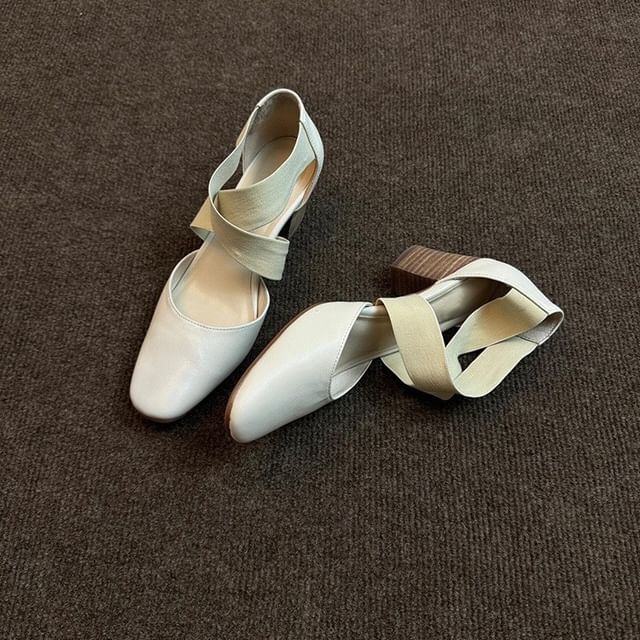 Strap Chunky Heel Mary Cross Jane Shoes