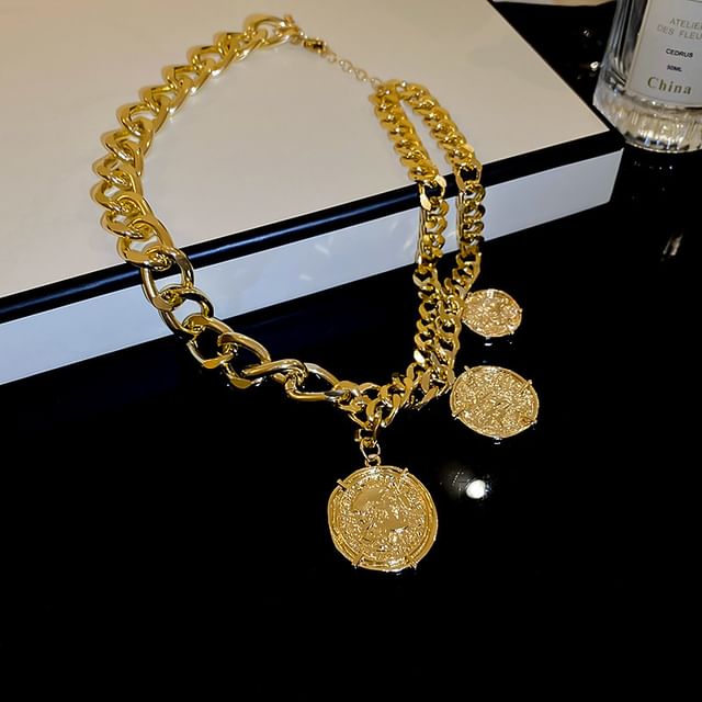 Necklace Alloy Layered Pendant Bracelet Coin /