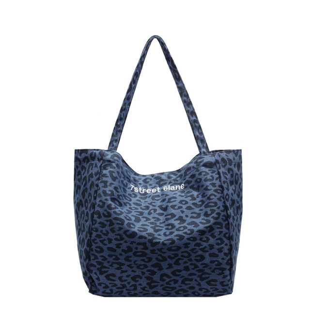 Leopard Tote Bag Print Denim