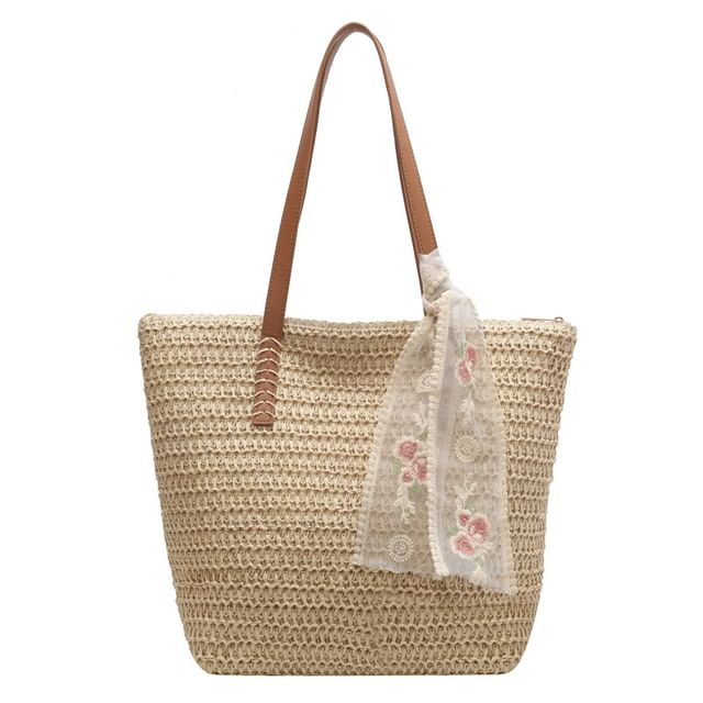 + Set: Scarf Straw Bag Tote