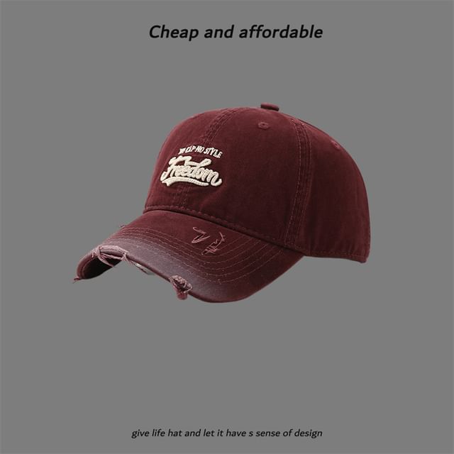 Washed Cap Letter Embroidered Distressed