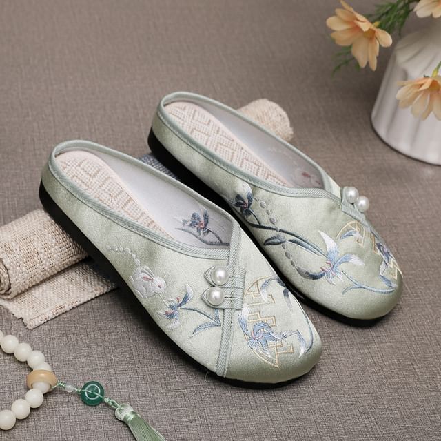 Mules Beaded Embroidered