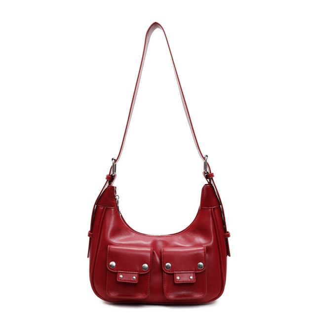 Multi-Pocket Bag Faux Leather Shoulder