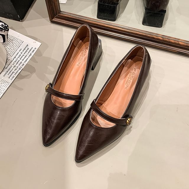 Chunky Mary Pointy Heel Shoes Jane