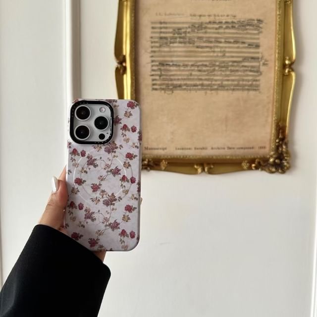 Case (Compatible MagSafe) with Floral Magnetic Phone