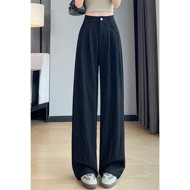 Designs) Rise Plain Wide High Slacks (Various Leg