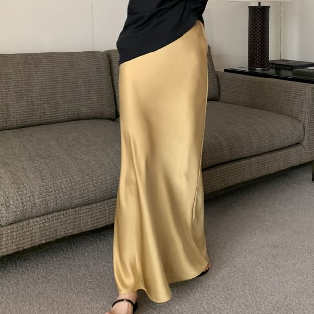 Skirt Maxi Plain H-Line Rise High