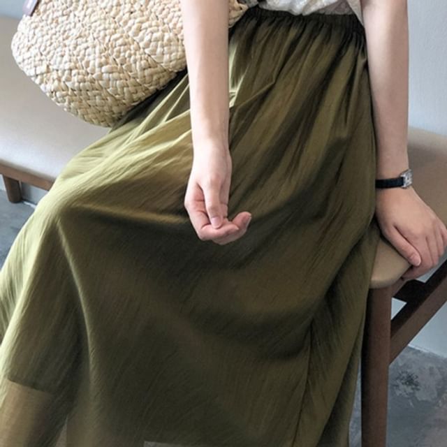 Skirt High Rise Midi Plain A-Line